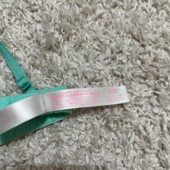 Victoria's Secret PINK 34B Pastel Green Lace Lightly Lined Demi Underwire Bra - Picture 7 of 9